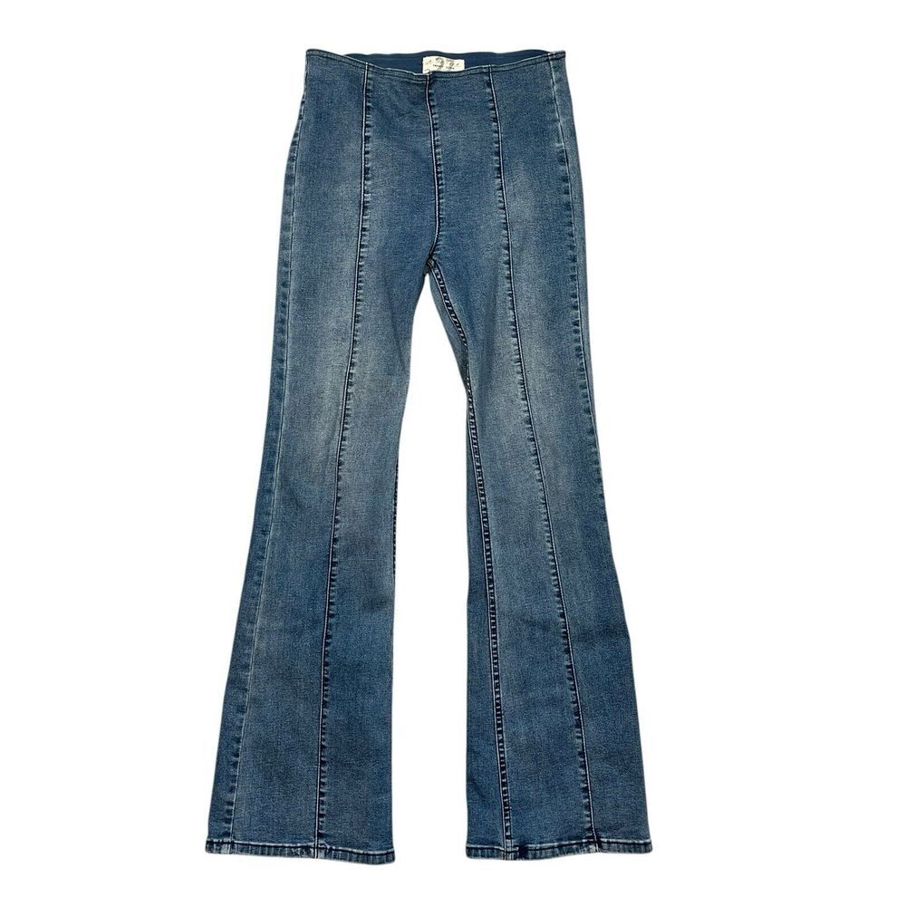 Free People Distressed Blue Flare Jeans